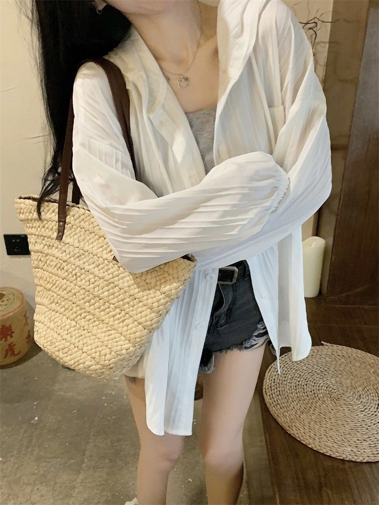 White hooded spring and autumn mid-length slim cardigan top trendy casual loose large size short jacket women's long sleeves