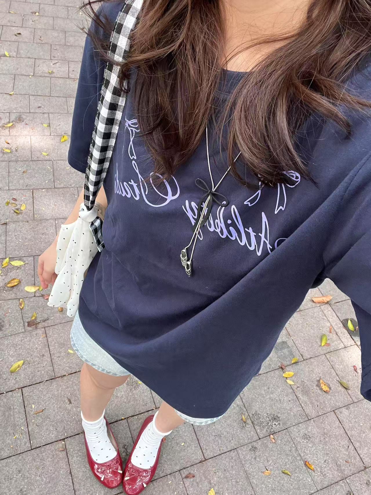 200g combed and tight-fitting sprinkler, pure cotton backpack, spring and summer loose shoulder printed short-sleeved T-shirt