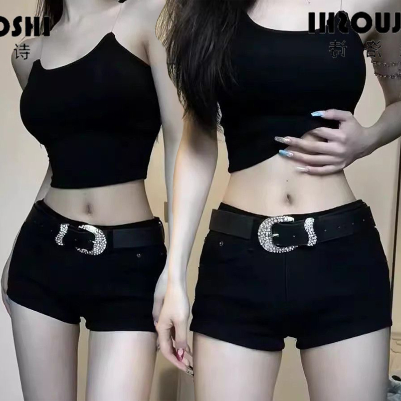 Maillard hot girl low waist tight stretch denim shorts women's new slim fit wide-leg hip hot pants