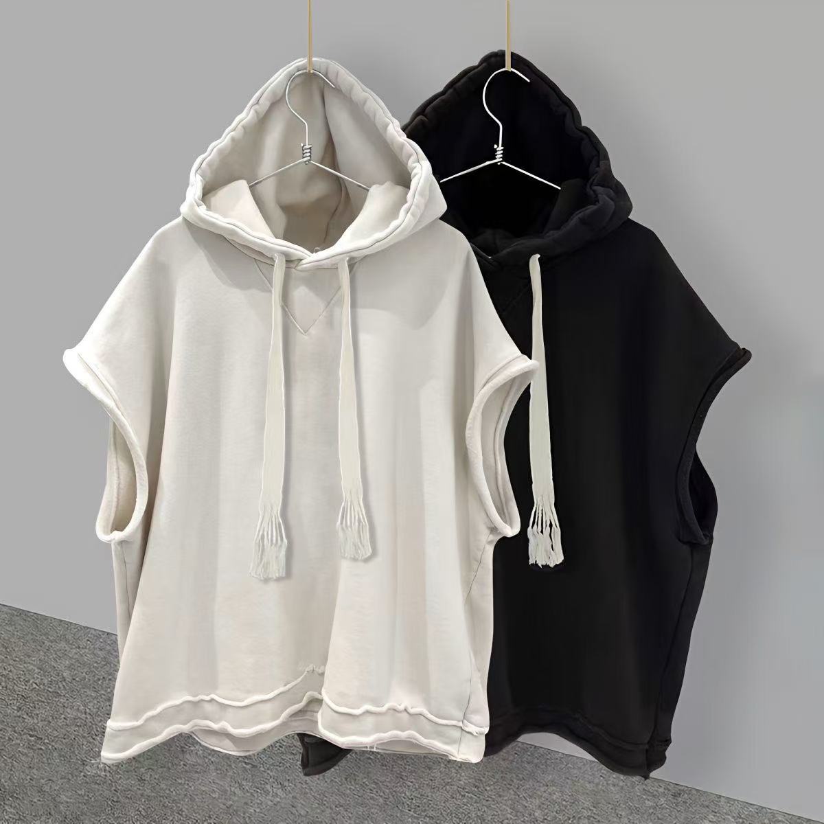 Plus Size Autumn Hooded Sleeveless Sweatshirt Women Fat MM Loose 2-300 Pounds Versatile Solid Color Vest Ins 