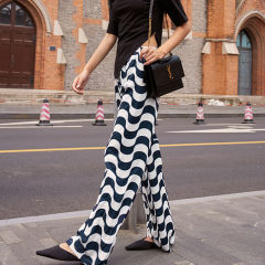 Zebra pattern casual pants for women in summer design niche loose and versatile striped wide-leg pants