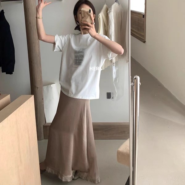 200g combed and tight-fitting sprinkler, pure cotton backpack, spring and summer loose shoulder printed short-sleeved T-shirt