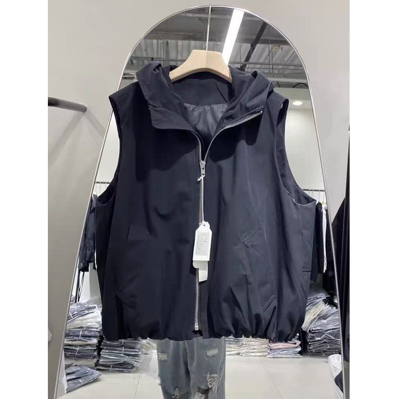 原版做工大碼胖mm300斤春夏輕薄連帽馬甲薄款寬鬆百搭