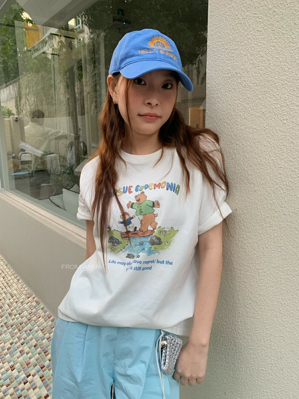 200g combed and tight-fitting sprinkler, pure cotton backpack, spring and summer loose shoulder printed short-sleeved T-shirt