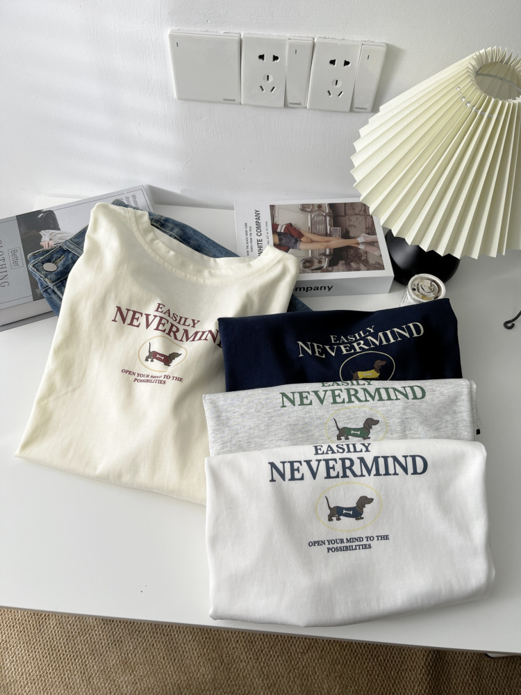 200g combed and tight spun in 2025, pure cotton back bag strip, spring and summer loose shoulder printed short-sleeved T-shirt