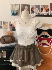 Real photos of 25 new sweet hot girl bow design vest for women with slim fit inner top beautiful back