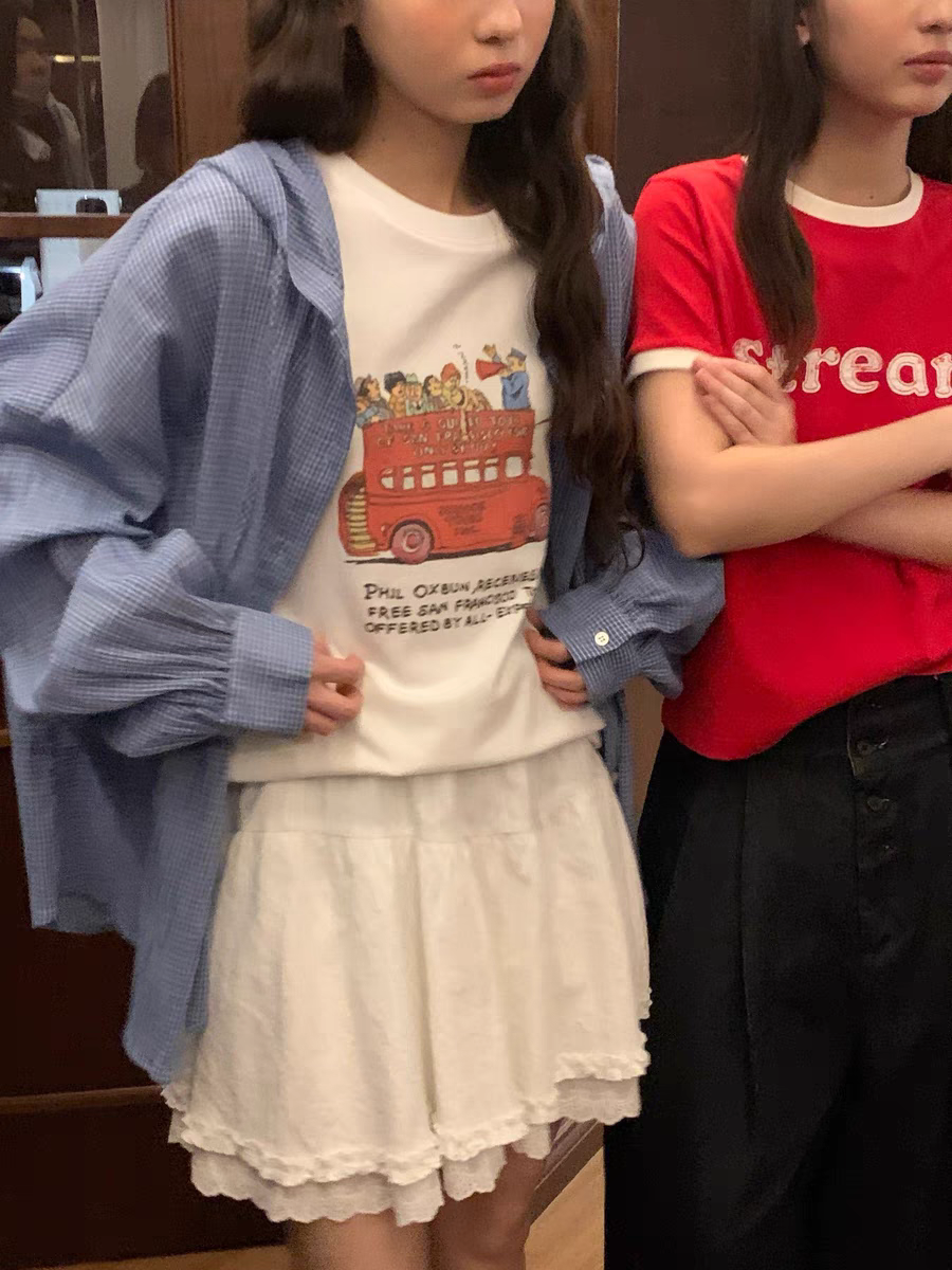 200g combed and tight spun in 2025, pure cotton back bag strip, spring and summer loose shoulder printed short-sleeved T-shirt