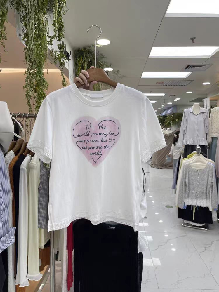 200g combed and tight-fitting sprinkler, pure cotton backpack, spring and summer loose shoulder printed short-sleeved T-shirt