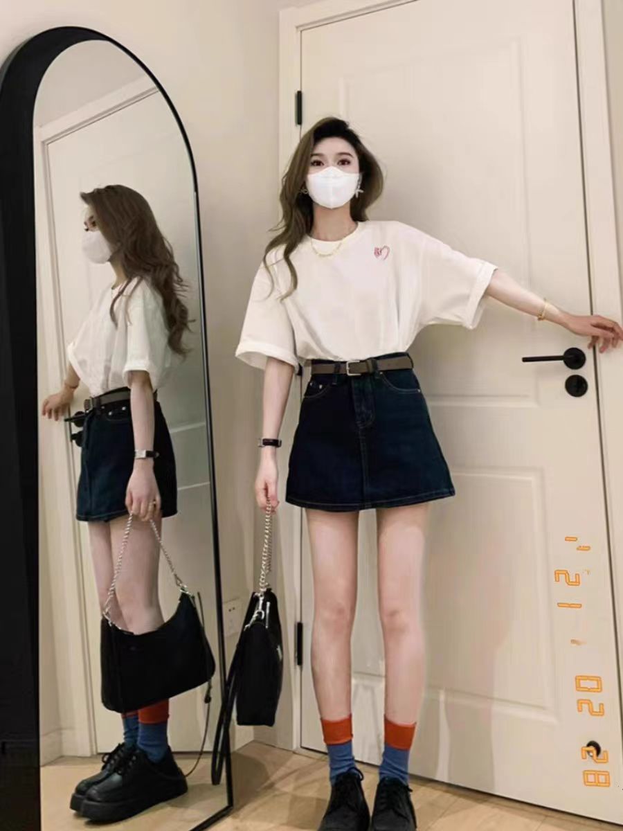 200g combed and tight-fitting sprinkler, pure cotton backpack, spring and summer loose shoulder printed short-sleeved T-shirt