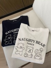 200g combed and tight-fitting sprinkler, pure cotton backpack, spring and summer loose shoulder printed short-sleeved T-shirt