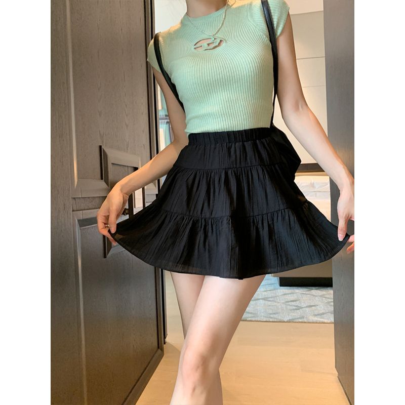 2025 summer new style cake skirt high waist white short skirt fluffy a-line skirt - safety pants included
