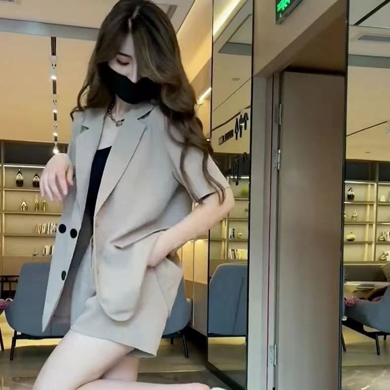 西裝套裝女裝夏季韓版寬鬆氣質學院風減齡溫柔系職業涼快垂感抗皺
