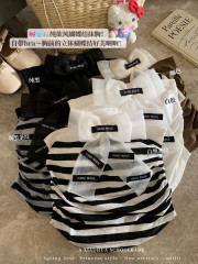 Real photo of pure and sexy bow-shoulder vest with chest pad inner slim base strap top