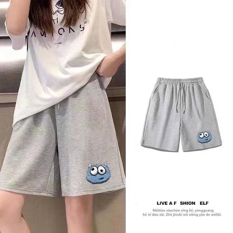 Shorts for women, summer 2025 new style, thin, loose, flattering wide-leg pants for students, drawstring, Instagram style