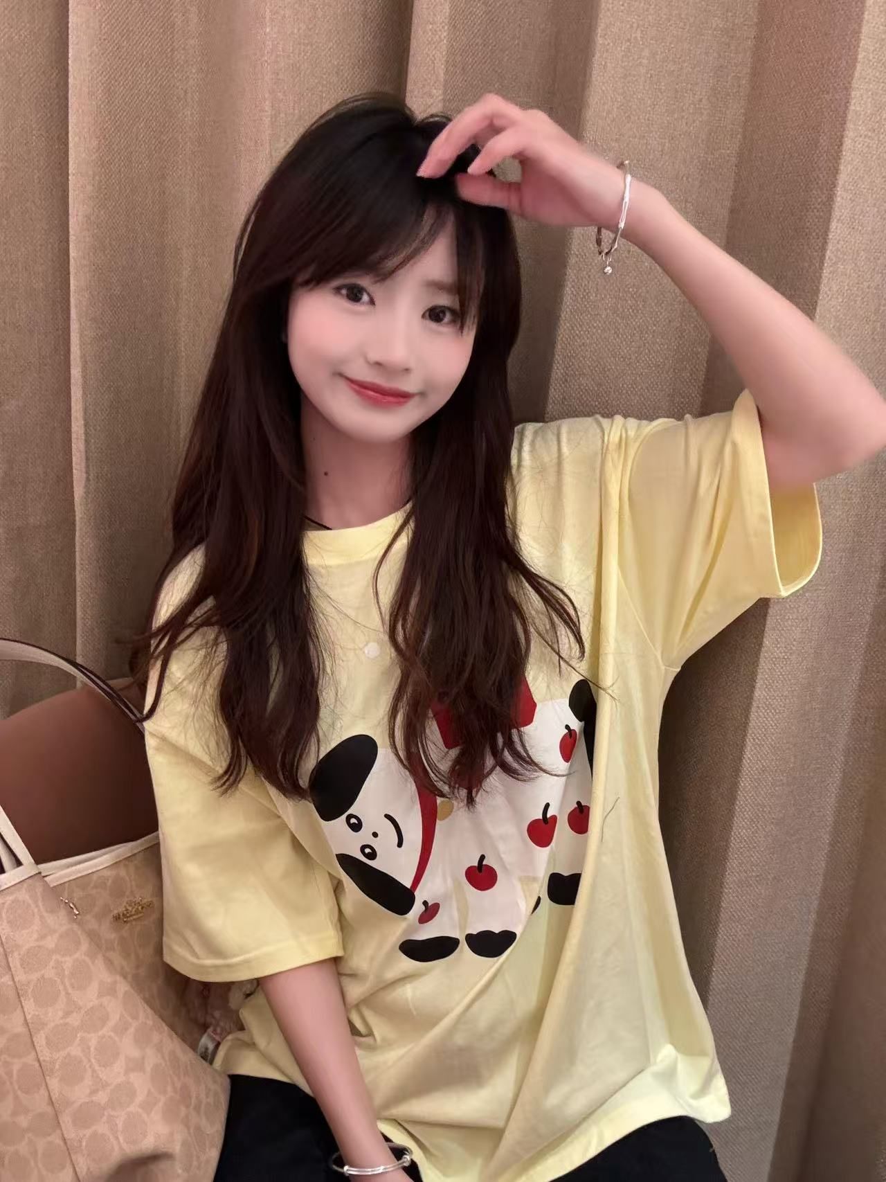200g combed and tight-fitting sprinkler, pure cotton backpack, spring and summer loose shoulder printed short-sleeved T-shirt