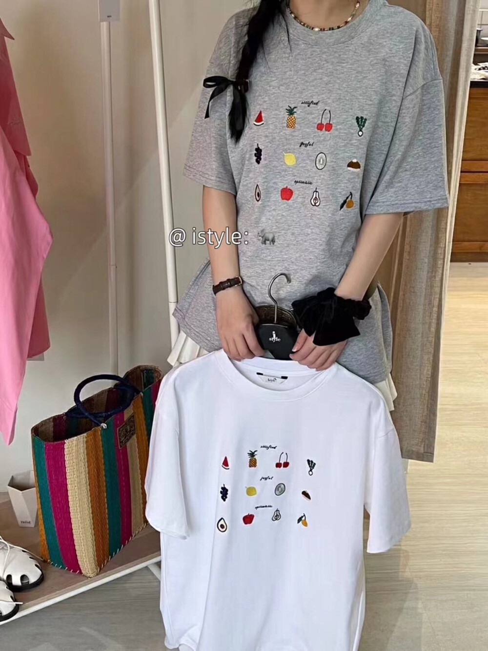 200g combed and tight spun in 2025, pure cotton back bag strip, spring and summer loose shoulder printed short-sleeved T-shirt