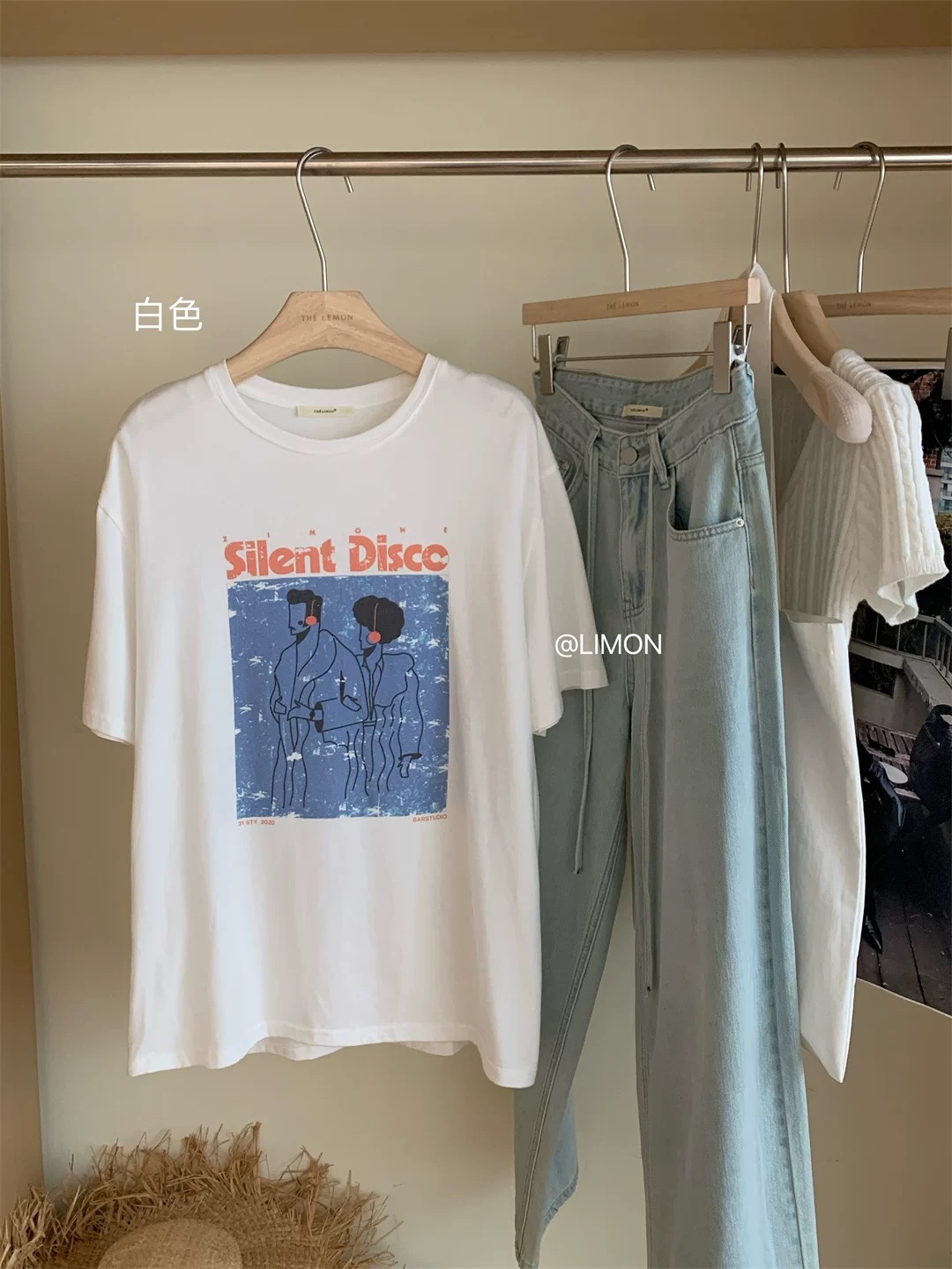200g combed and tight-fitting sprinkler, pure cotton backpack, spring and summer loose shoulder printed short-sleeved T-shirt