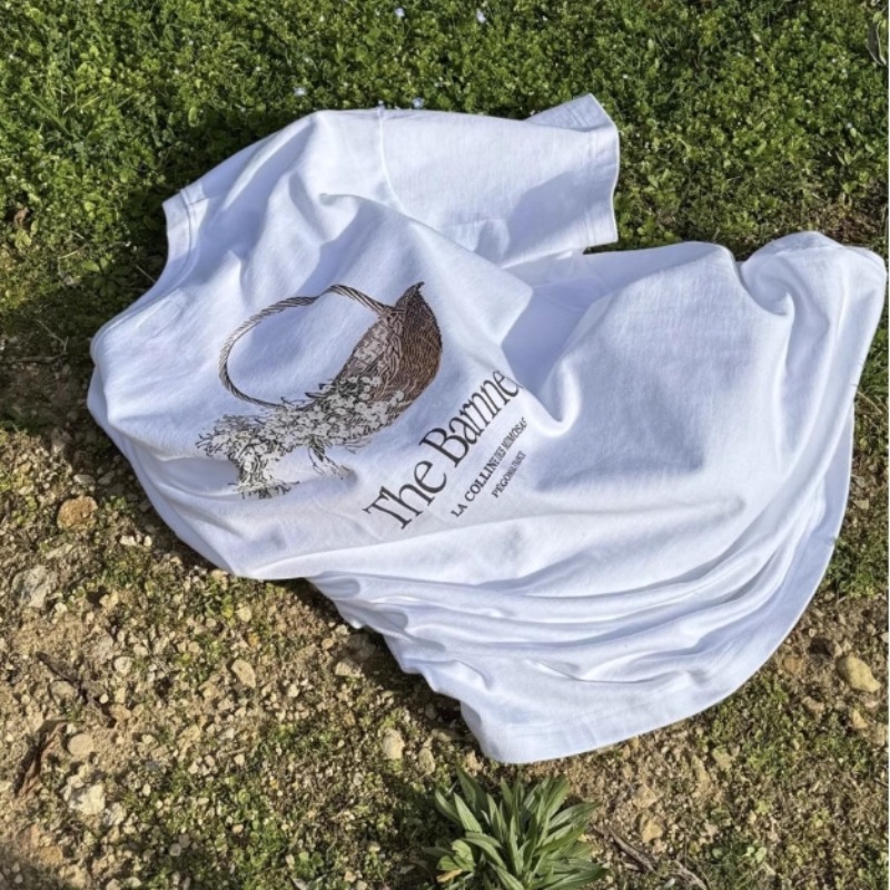 200g combed and tight-fitting sprinkler, pure cotton backpack, spring and summer loose shoulder printed short-sleeved T-shirt