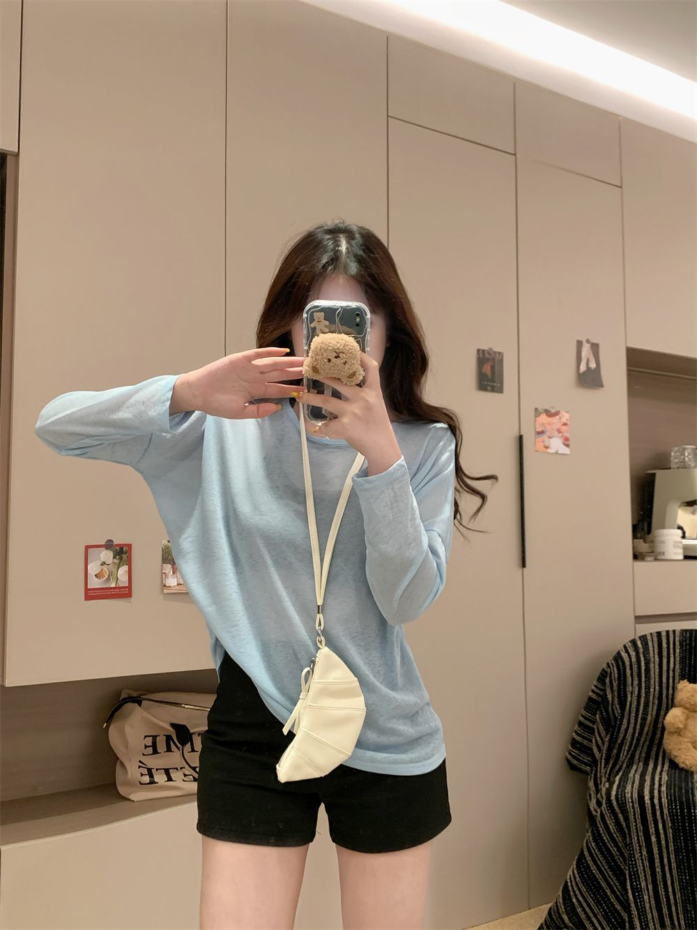 長袖薄款T恤女夏新款設計感小眾露背純欲防曬寬鬆別致上衣服