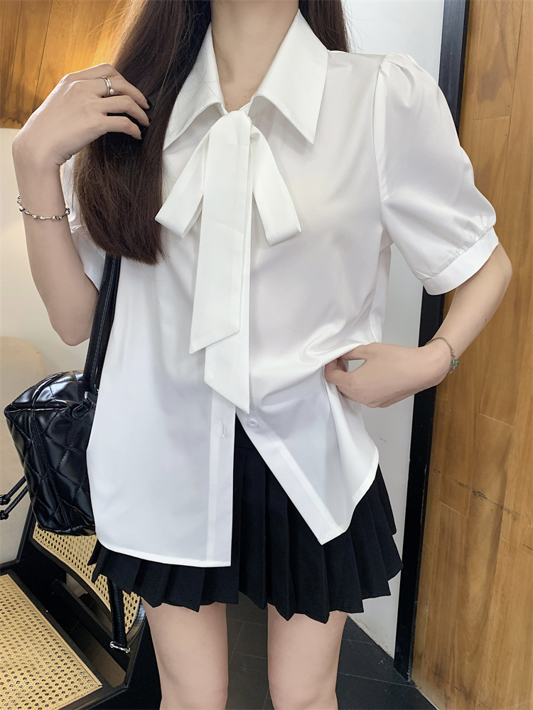 White short-sleeved shirt for women in summer professional formal wear interview chiffon white long-sleeved shirt commuting top