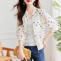 Cotton Spandex Long Sleeve Sun Protective Women's Summer Thin Short Casual Jacket Baseball Coat Small Women's Open Top Cycling Outerwear