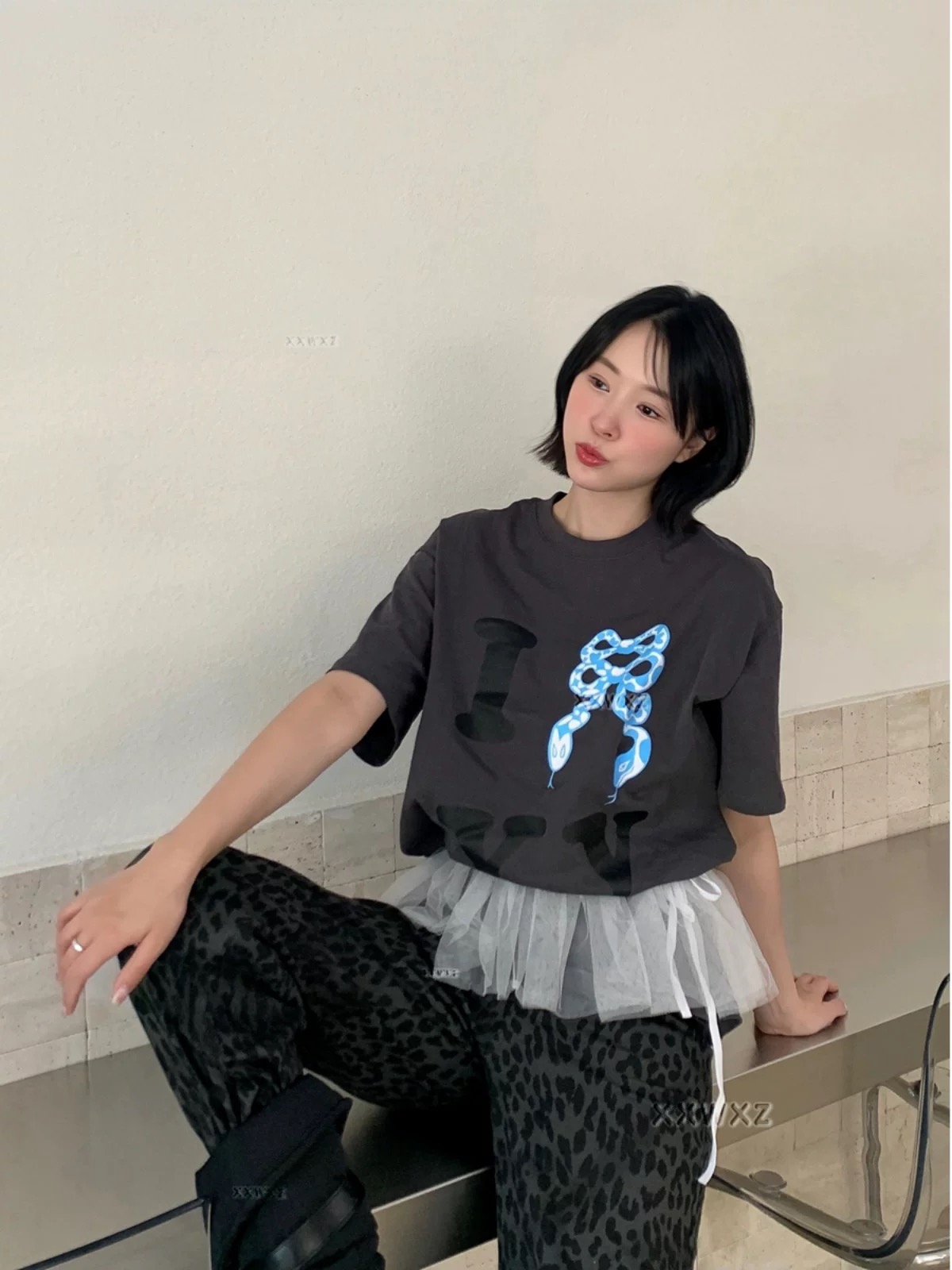 200g combed and tight-fitting sprinkler, pure cotton backpack, spring and summer loose shoulder printed short-sleeved T-shirt