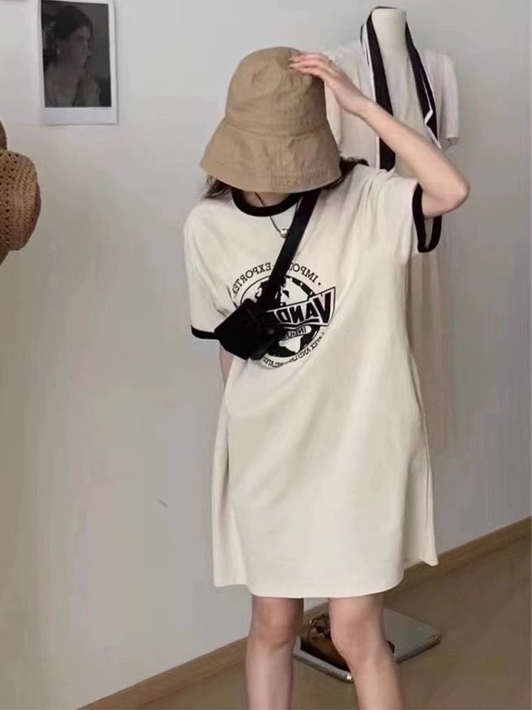 初戀清純奶甜裙子女夏季多巴胺穿搭2025新款小眾設計連衣裙t恤裙