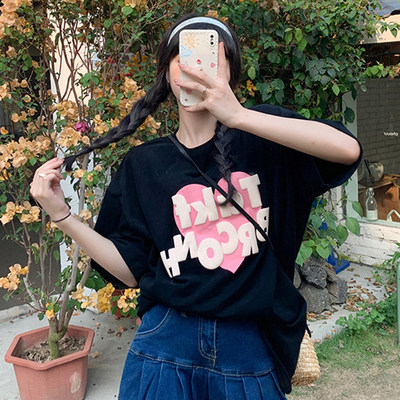 外貿原版設計感小眾白色短袖T恤女裝夏季新款韓風chic寬鬆上衣潮