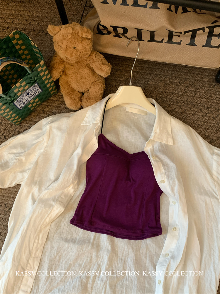 Real shot!  New style with chest pad halter neck vest waist slimming base top beautiful back