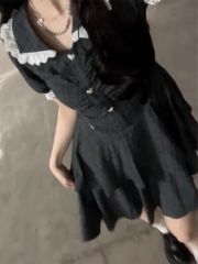 Women's Summer 2025 New Sweet and Spicy French Grid Dress with Waist Cinching Princess Cake Short Skirt