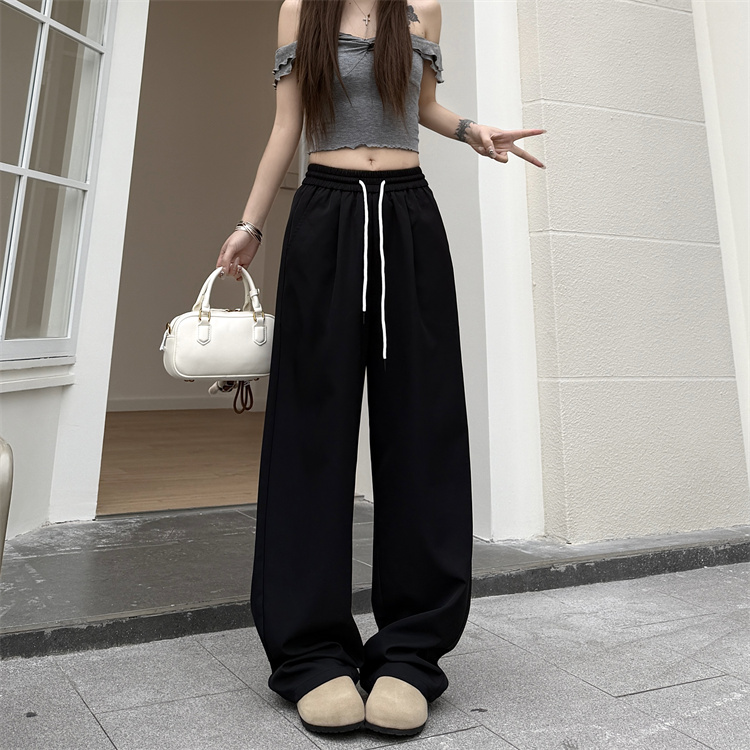 Gray ice silk scimitar pants for women in summer, small slim sports quick-drying Yamamoto wide-leg pants