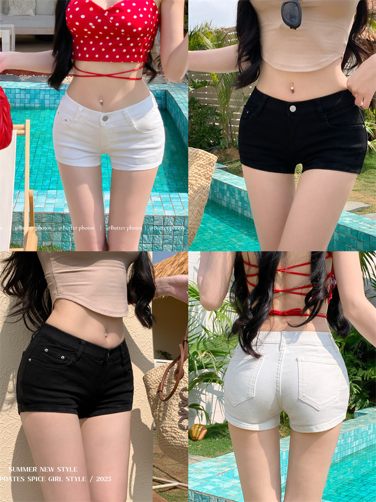 Real-life 25-year new hip pants cool summer solid color versatile low-waist lifting denim shorts