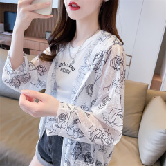 Real photo of ice silk nano silk thin medium length loose cardigan zipper sun protection jacket for women