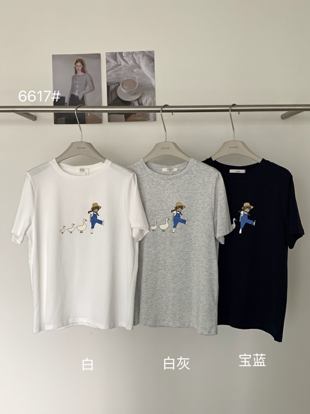 200g combed and tight spun in 2025, pure cotton back bag strip, spring and summer loose shoulder printed short-sleeved T-shirt