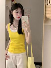 已出貨 2025年新款羅紋 多巴胺甜辣妹小吊帶背心女無袖上衣