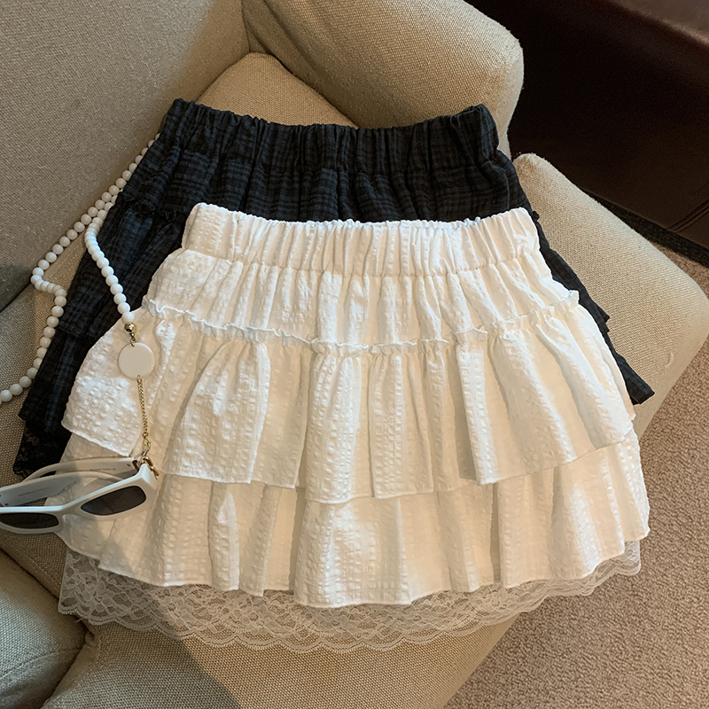 Real shot of spring and summer new sweet age-reducing cake short skirt for women with anti-exposure A-line puffy skirt