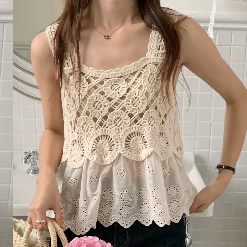 Chic and stunning sleeveless suspender vest for women, summer sweet and spicy layered outer wear, unique and fashionable top