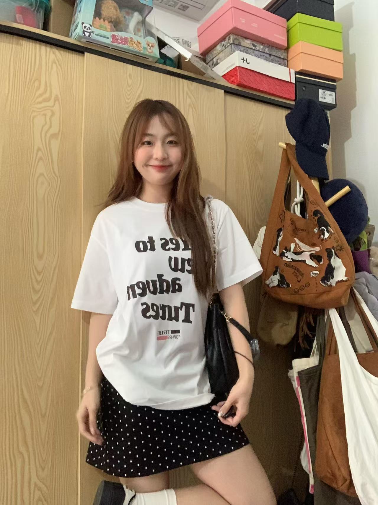 200g combed and tight spun in 2025, pure cotton back bag strip, spring and summer loose shoulder printed short-sleeved T-shirt