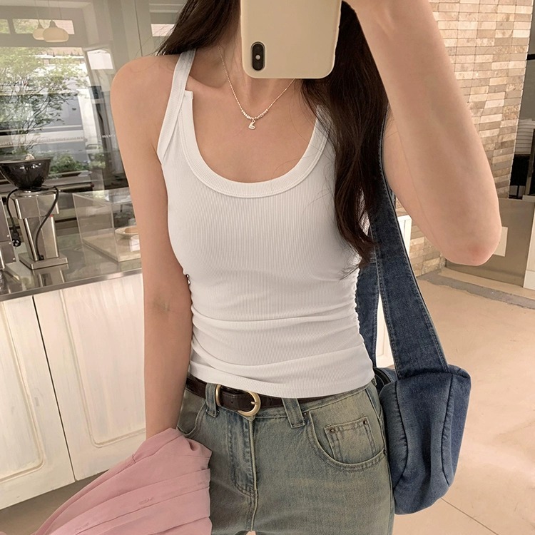 American hot girl sleeveless I-line inner vest for women wearing summer outerwear new unique and beautiful sports base top