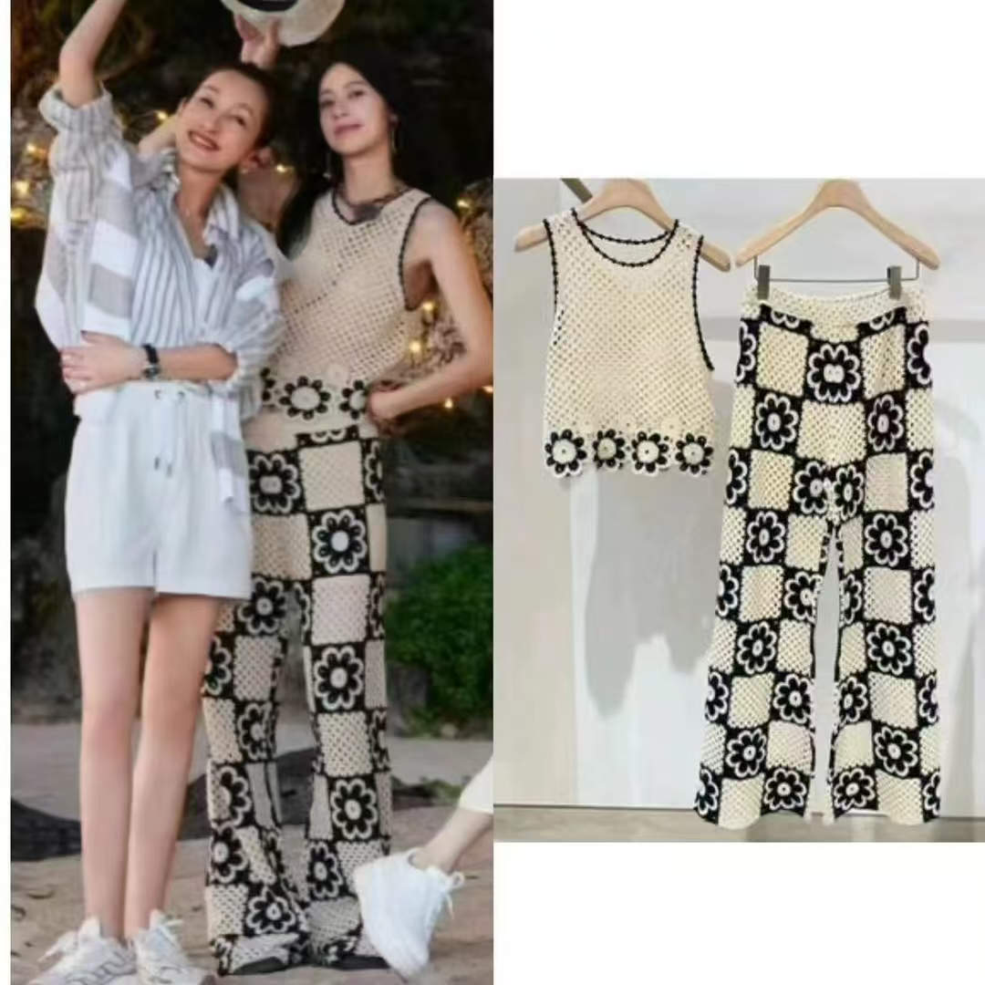 European and American seaside vacation hollow hook tie V-neck tassel blouse for women thin style loose tassel dress