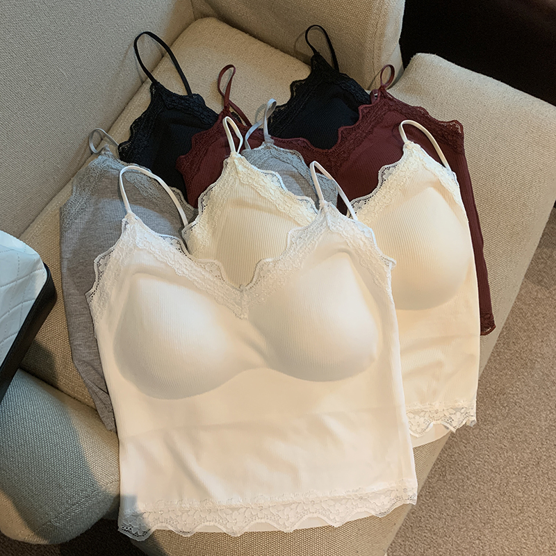 Real shot of pure sexy V-neck suspender vest for women wearing short base tops inside and outside