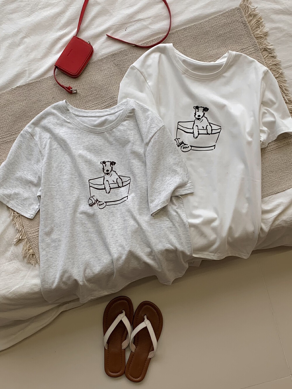 200g combed and tight-fitting sprinkler, pure cotton backpack, spring and summer loose shoulder printed short-sleeved T-shirt