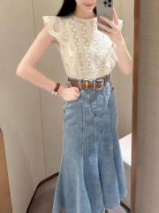 Korean Dongdaemun women's summer new style hollow lace sleeveless vest women's shirt versatile top