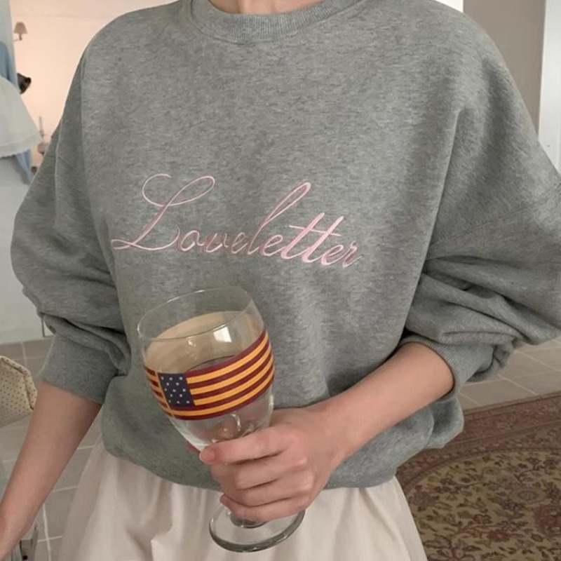 Korean chic spring versatile round neck embroidery student loose casual thin long-sleeved sweatshirt class uniform women's jacket