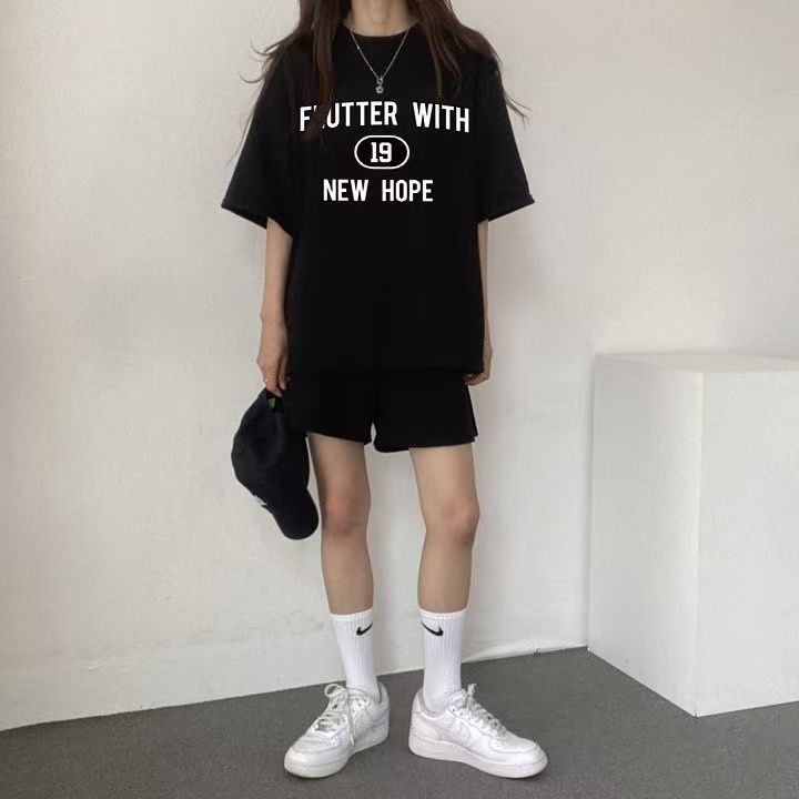 韓版運動服套裝女夏季2025新款短袖短褲校園風可愛少女跑步兩件