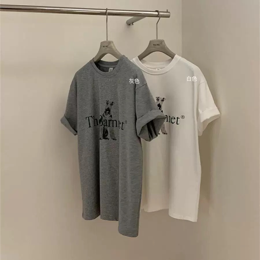 200g combed and tight-fitting sprinkler, pure cotton backpack, spring and summer loose shoulder printed short-sleeved T-shirt