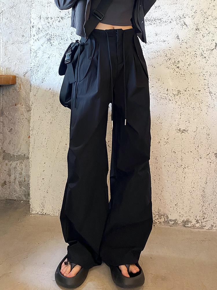 Work pants for women's summer new high-waisted parachute pants casual wide-leg pants quick-drying American sports pants