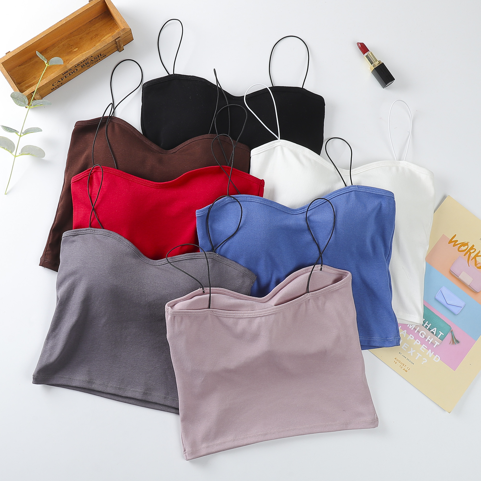Sexy caution suspender vest for women in summer slim short backless inner strap top