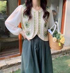 French retro small fragrance style fake two-piece women's new spring and summer design niche top