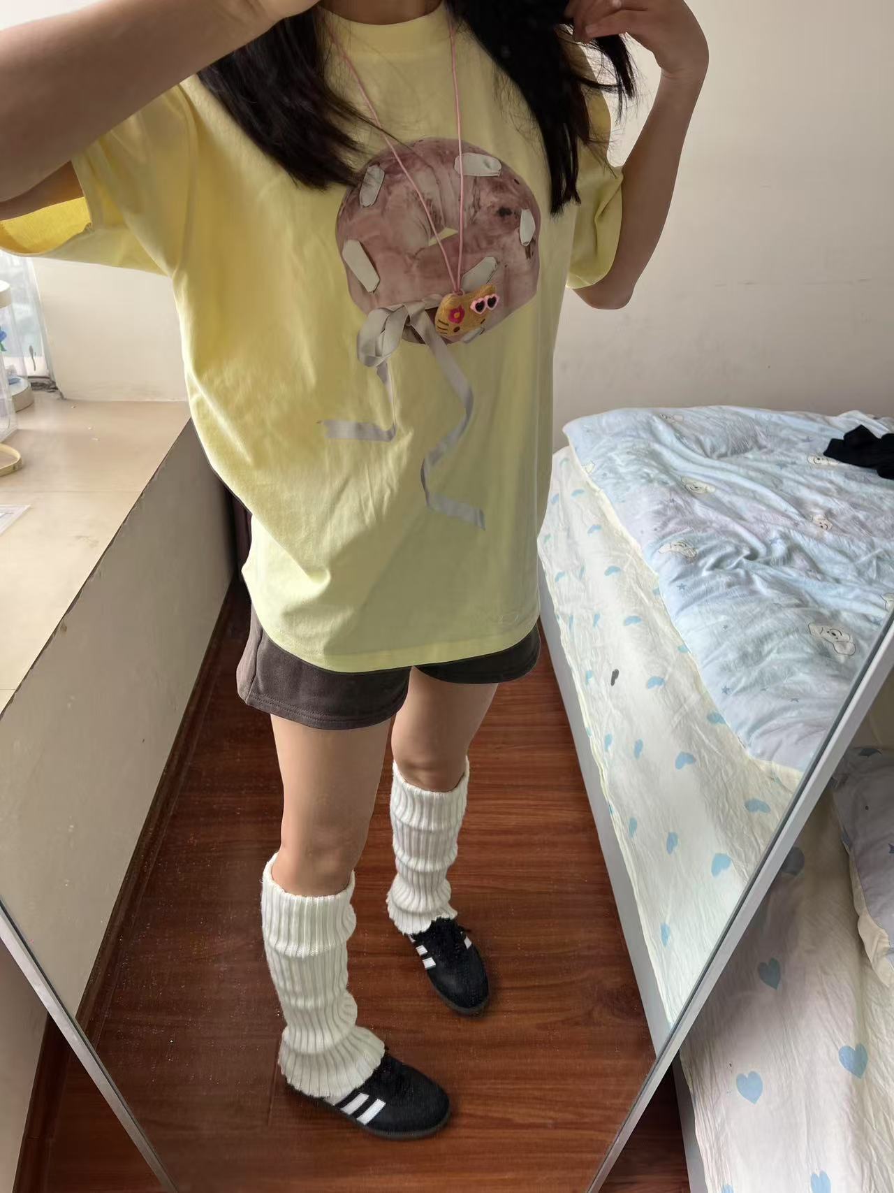 200g combed and tight spun in 2025, pure cotton back bag strip, spring and summer loose shoulder printed short-sleeved T-shirt